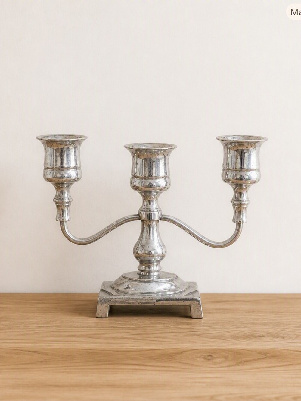 Vintage English Silver-Plated 3-Arm Candelabra